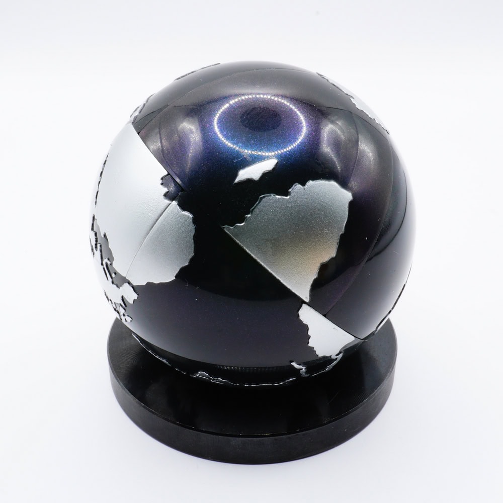 K-Ball Type 1 (Peace on Earth) Globe 2x2x2 Blue & Silver